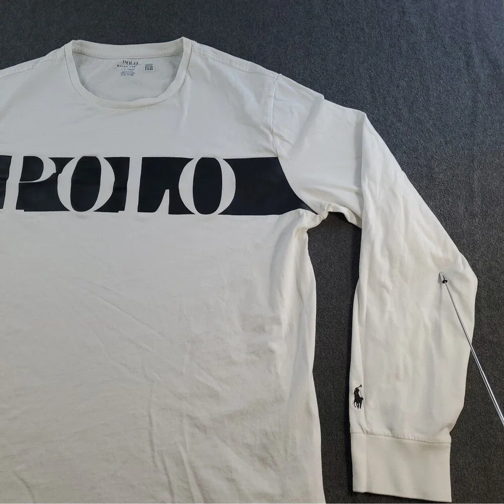 Polo Ralph Lauren Graphic T-Shirt  Men’s Size Large White Long Sleeve Logo